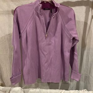 Purple 1/2 zip ribbed sweater
